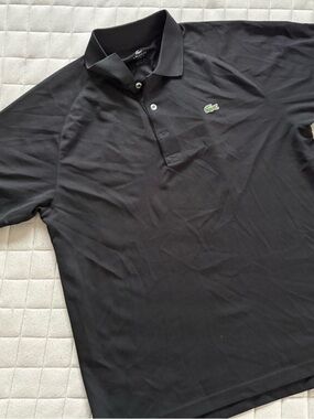 Lacoste Men’s Black Polo with Green Logo - Large